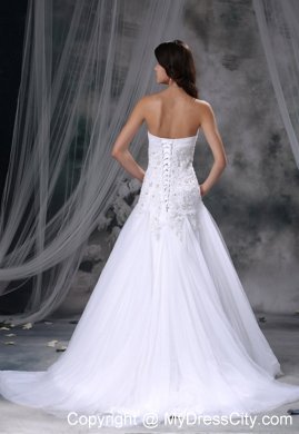 Lace with Beading A-line Sweetheart Chapel Train Wedding Dress