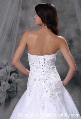 Lace with Beading A-line Sweetheart Chapel Train Wedding Dress