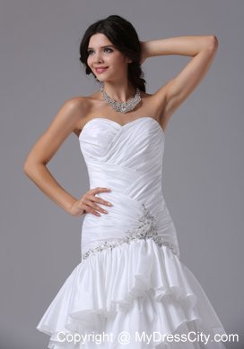 Mermaid and Ruched Bodice Ruffled Layers Lace-up Bridal Gown