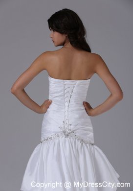 Mermaid and Ruched Bodice Ruffled Layers Lace-up Bridal Gown