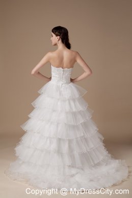 Beautiful Strapless Hand Made Flower and Appliques Bridal Gown