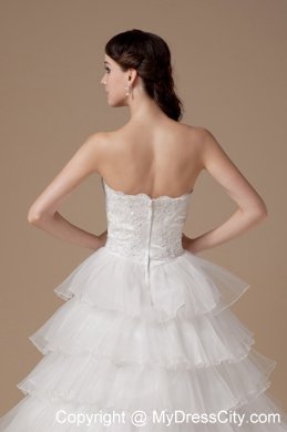 Beautiful Strapless Hand Made Flower and Appliques Bridal Gown