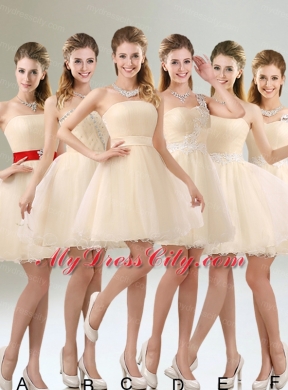 2015 A Line Belt Mini Length Bridesmaid Dress with Strapless