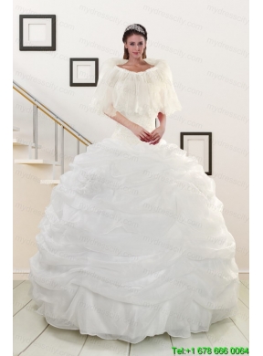 Pretty White Strapless 2015 Quinceanera Dresses with Beading