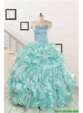 2015 Beautiful Beading Quinceanera Dresses in Apple Green