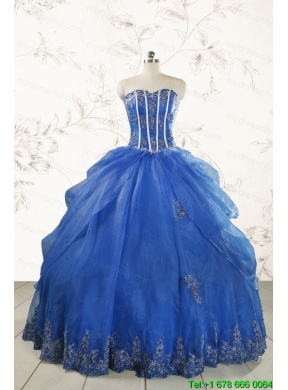 2015 Cheap Appliques Quinceanera Dresses in Royal Blue
