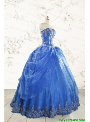 2015 Cheap Appliques Quinceanera Dresses in Royal Blue