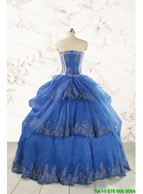 2015 Cheap Appliques Quinceanera Dresses in Royal Blue