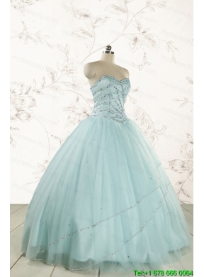 2015 Exclusive Apple Green Quinceanera Dresses with Reinstones