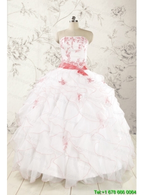 2015 Pretty Appliques and Ruffles Quinceanera Dresses with Strapless