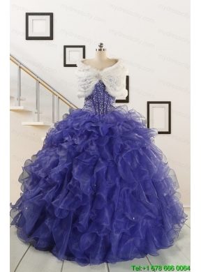 2015 Pretty Sweetheart Quinceanera Dresses with Sequins and Ruffles