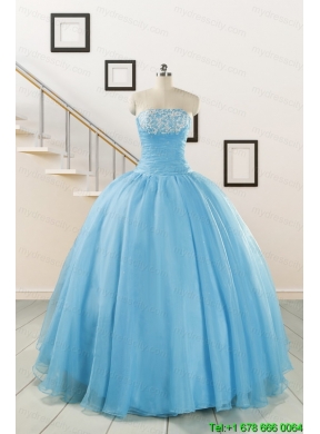 Aqua Blue Super Hot Puffy Sweet 16 Dresses for 2015