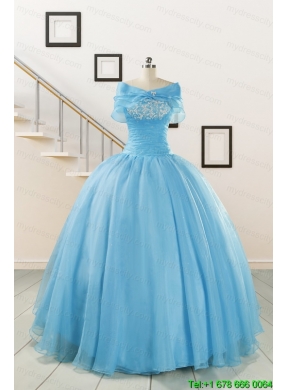 Aqua Blue Super Hot Puffy Sweet 16 Dresses for 2015