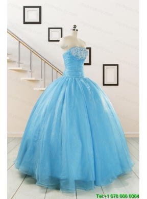 Aqua Blue Super Hot Puffy Sweet 16 Dresses for 2015
