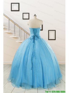 Aqua Blue Super Hot Puffy Sweet 16 Dresses for 2015