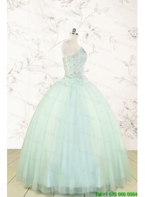 Cheap 2015 Light Blue Sweet 15 Dresses with Beading