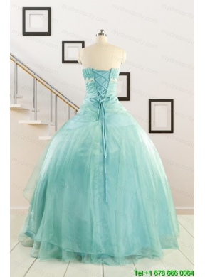 Discount Blue Quinceanera Dresses with Appliques for 2015