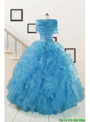 Hot Sell Beading Quinceanera Dresses Ruffled in Blue