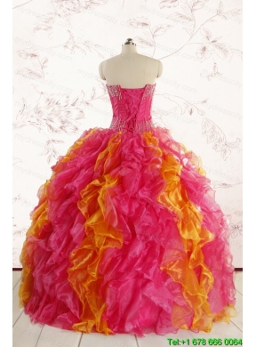 Luxurious Puffy Multi Color Quinceanera Dresses with Beading and Ruffles