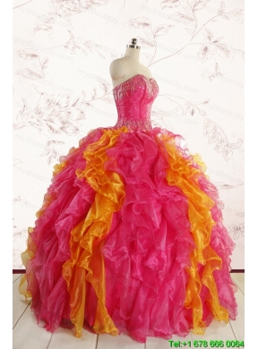 Luxurious Puffy Multi Color Quinceanera Dresses with Beading and Ruffles