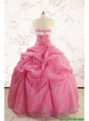 Perfect Rose Pink Quinceanera Gowns with Pick Ups for 2015