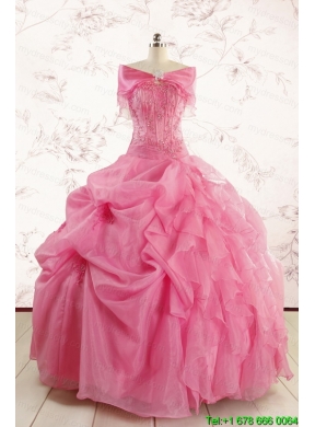 Perfect Rose Pink Quinceanera Gowns with Pick Ups for 2015