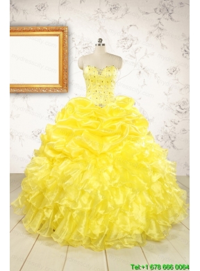 Popular Sweetheart Yellow Quinceanera Dresses with Beading