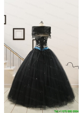 Pretty Appliques and Beading Black Quinceanera Dresses