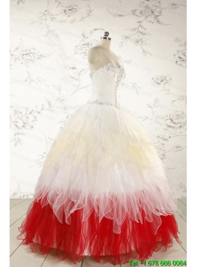 Unique Multi Color Sweetheart Ruffled Quinceanera Dresses wth Beading