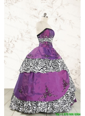 Unique Purple Quinceanera Dresses with Embroidery and Zebra