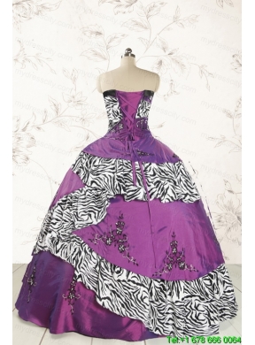 Unique Purple Quinceanera Dresses with Embroidery and Zebra