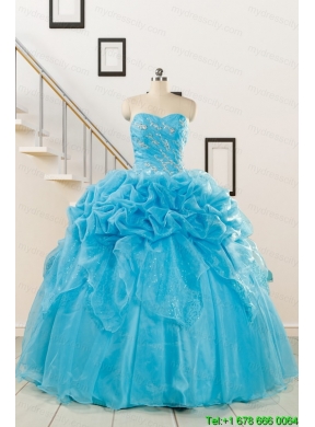 2015 Fashionable Sweetheart Beading Quinceanera Dress in Aqua Blue