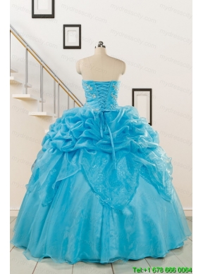 2015 Fashionable Sweetheart Beading Quinceanera Dress in Aqua Blue