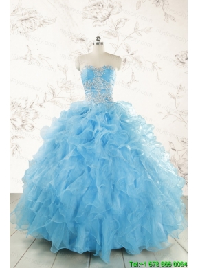Aqua Blue Ball Gown Sweetheart Beading Sweet 16 Dresses