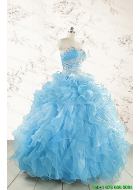 Aqua Blue Ball Gown Sweetheart Beading Sweet 16 Dresses