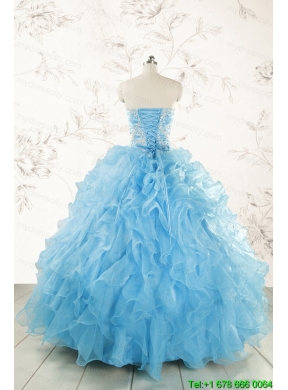 Aqua Blue Ball Gown Sweetheart Beading Sweet 16 Dresses