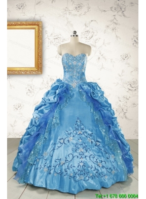 Elegant Sweetheart Embroidery Sweet 16 Dress in Teal