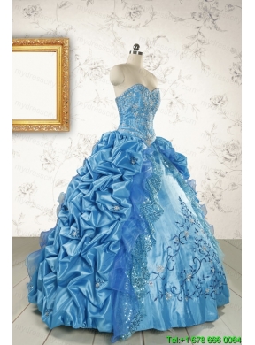 Elegant Sweetheart Embroidery Sweet 16 Dress in Teal