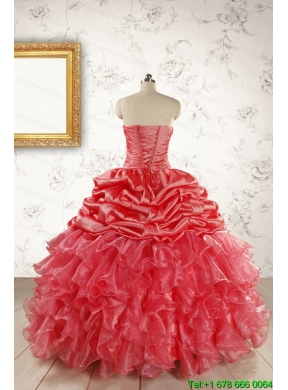 Luxurious Sweetheart Beading Quinceanera Dresses in Watermelon