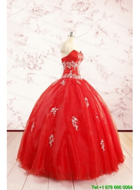 Most Popular Red Puffy Quinceanera Dresses with Appliques