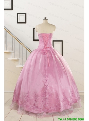Pretty Baby Pink Quinceanera Dresses with Beading and Appliques for 2015