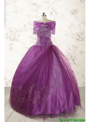 2015 Formal Sweetheart Appliques Purple Quinceanera Dresses