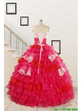 2015 Multi Color Hand Made FlowerQuinceanera Dress with One Shoulder