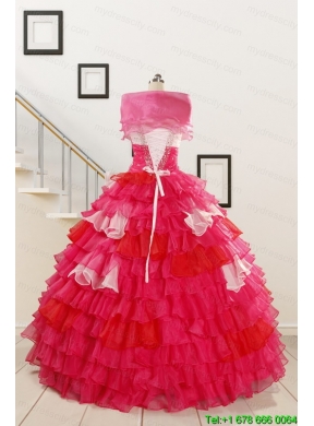 2015 Multi Color Hand Made FlowerQuinceanera Dress with One Shoulder
