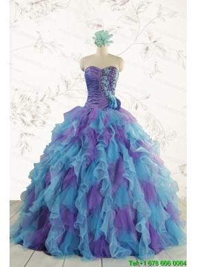 2015 New Style Multi Color Quinceanera Dresses with Beading
