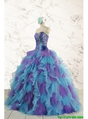 2015 New Style Multi Color Quinceanera Dresses with Beading