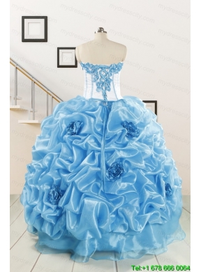2015 New Style Sweetheart Baby Blue Quinceanera Dresses with Appliques
