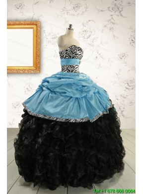 2015 Prefect Ruffles White Quinceanera Dresses with Zebra