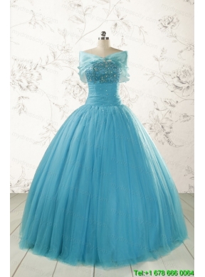 2015 Pretty Strapless Quinceanera Dresses with Beading
