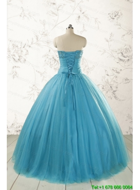 2015 Pretty Strapless Quinceanera Dresses with Beading